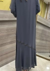 QEFFA 159 Abaya Şifon Gri