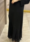 QEFFA 159 Abaya Şifon Siyah