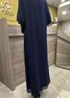 QEFFA 196 Şifon Krep Abaya Lacivert