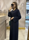 QEFFA 196 Şifon Krep Abaya Lacivert