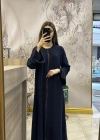 QEFFA 196 Şifon Krep Abaya Lacivert