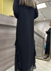 QEFFA 202 Şifon Krep Abaya Siyah