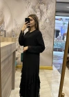 QEFFA 202 Şifon Krep Abaya Siyah