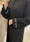 QEFFA 137 Şifon Krep Abaya Siyah