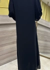 QEFFA 137 Şifon Krep Abaya Siyah
