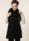 Qupra Kürk Yaka Yelek Siyah