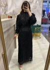 Venöve 24SSELB0007 Siyah Payetli Elbise