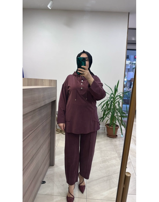 Magazin 7416 Tencel Takım Bordo