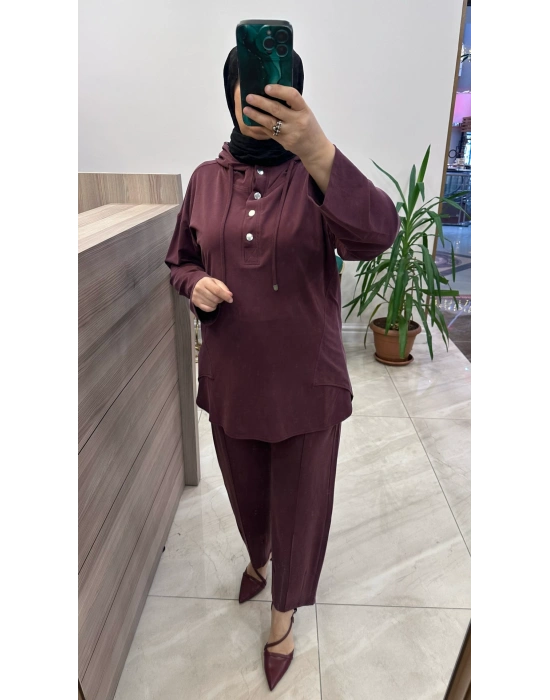 Magazin 7416 Tencel Takım Bordo