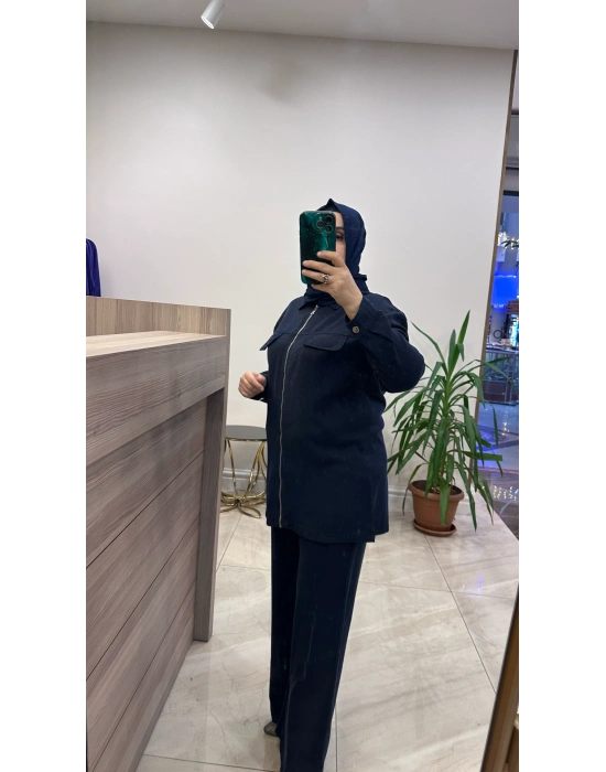 Magazin 7424 Tencel Takım Lacivert
