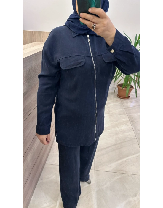 Magazin 7424 Tencel Takım Lacivert