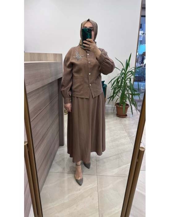 Magazin 4443 Lyocell Takım Kahverengi