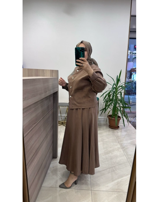 Magazin 4443 Lyocell Takım Kahverengi