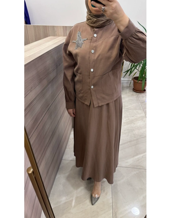 Magazin 4443 Lyocell Takım Kahverengi