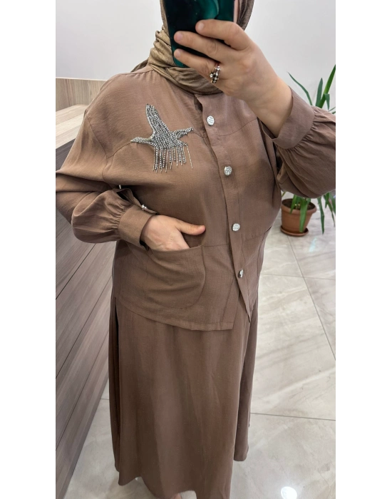 Magazin 4443 Lyocell Takım Kahverengi