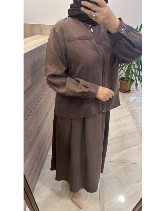 Magazin 4903 Lyocell Takım Kahverengi