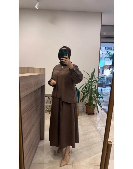 Magazin 4903 Lyocell Takım Kahverengi