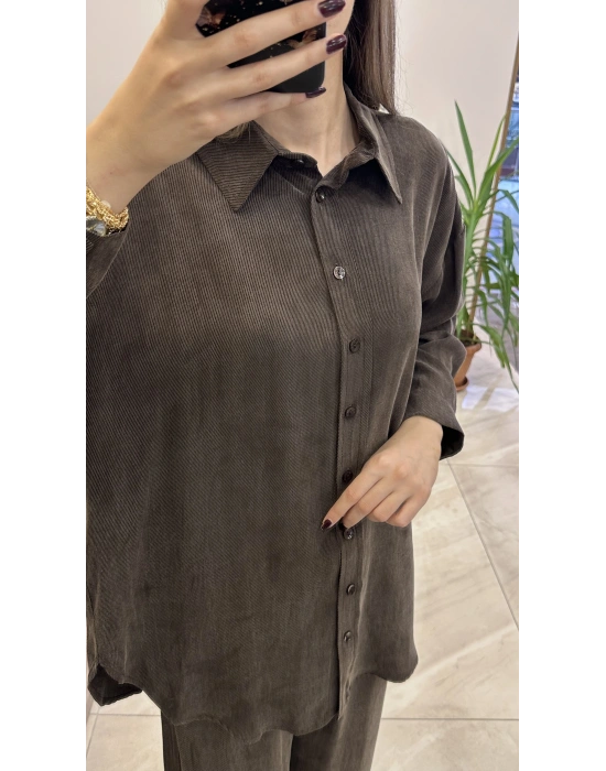 Ayd ipek Qupra takım kahverengi