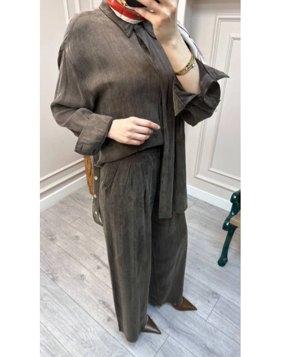 Ayd İpek Takım Kahvetengi