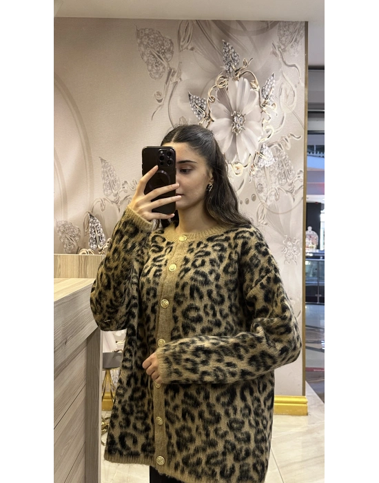 Ayd Leopar Hırka Kahverengi