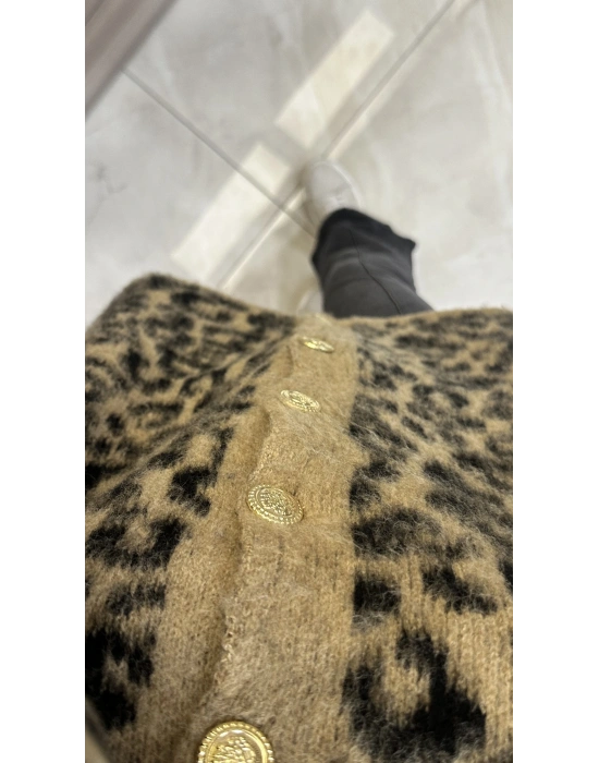 Ayd Leopar Hırka Kahverengi