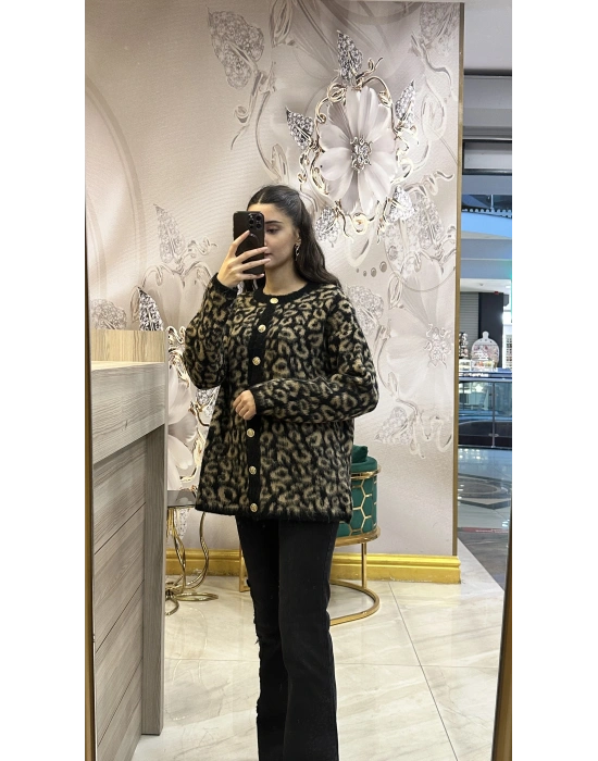 Ayd Leopar Hırka siyah kahve