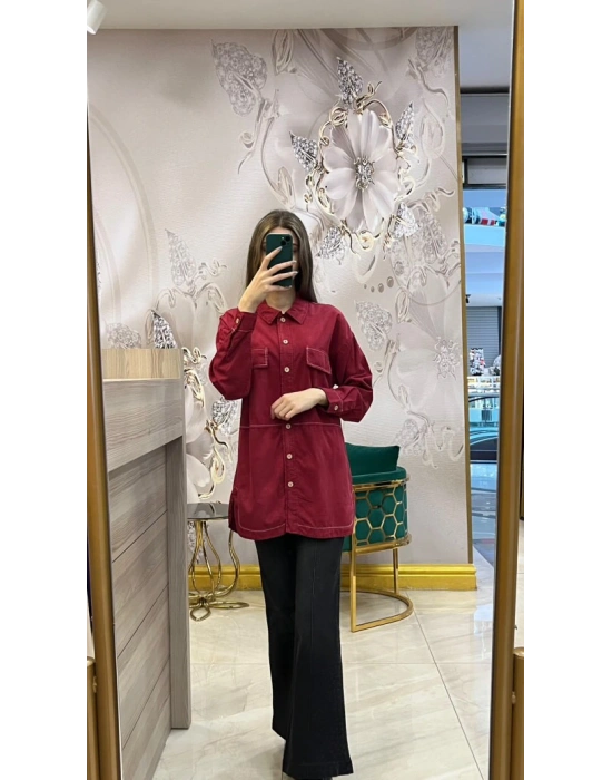Ayd Tencel Gömlek Bordo