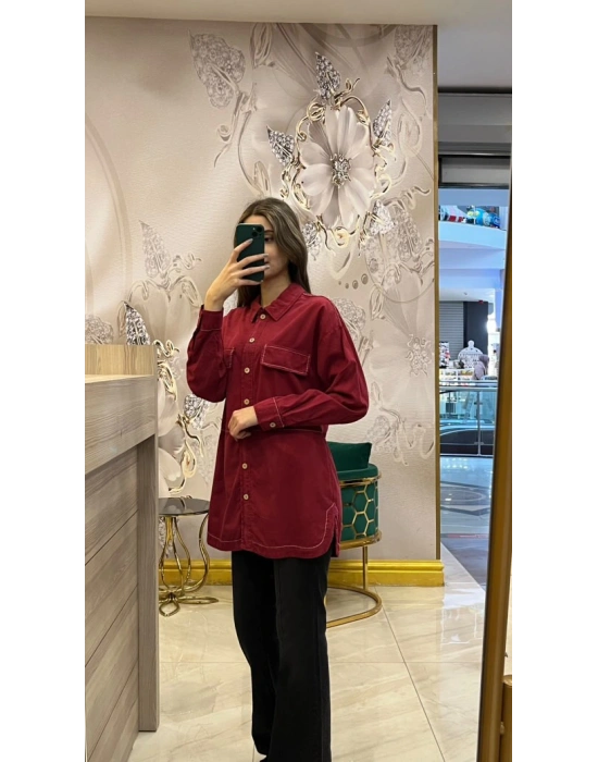 Ayd Tencel Gömlek Bordo