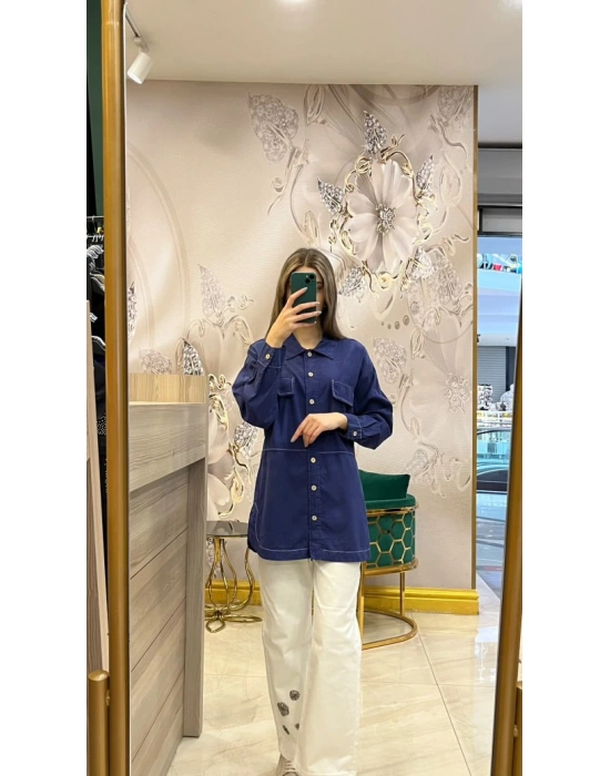 Ayd Tencel Gömlek Lacivert