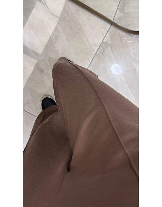 Ceremony 6318 Nervüllü Kemersiz Çelik Pantolon camel