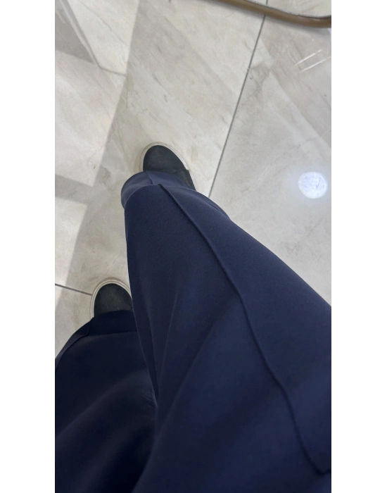 Ceremony 6318 Nervüllü Kemersiz Çelik Pantolon lacivert