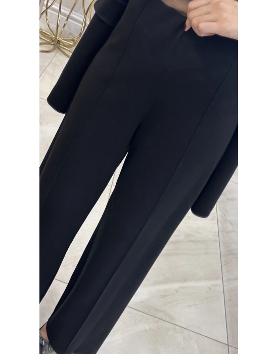 Ceremony 6318 Nervüllü Kemersiz Çelik Pantolon Siyah