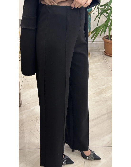 Ceremony 6318 Nervüllü Kemersiz Çelik Pantolon Siyah