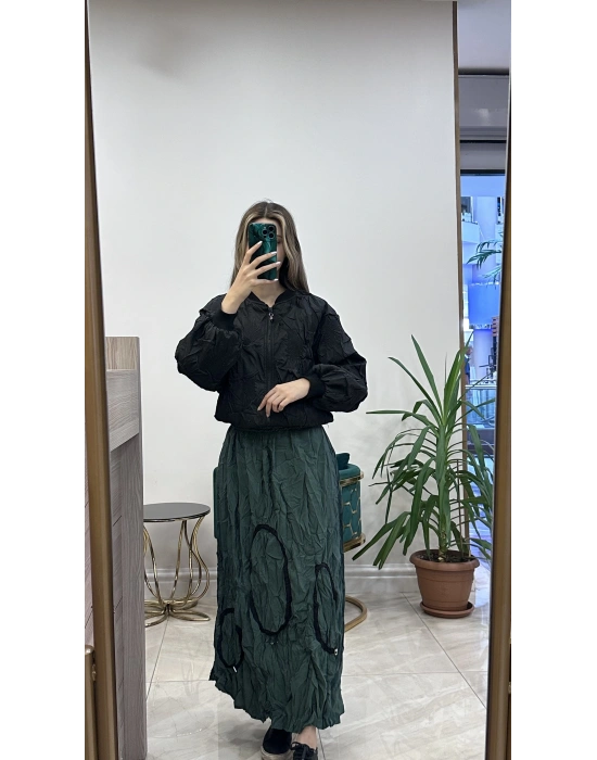 Ceremony 6610 Merlin kraşlı halka detaylı etek.Turmalin