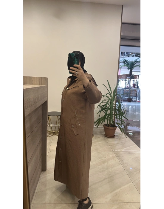 Ceremony 6844 kapüşonlu zig zag dikişli trençkot Kahverengi