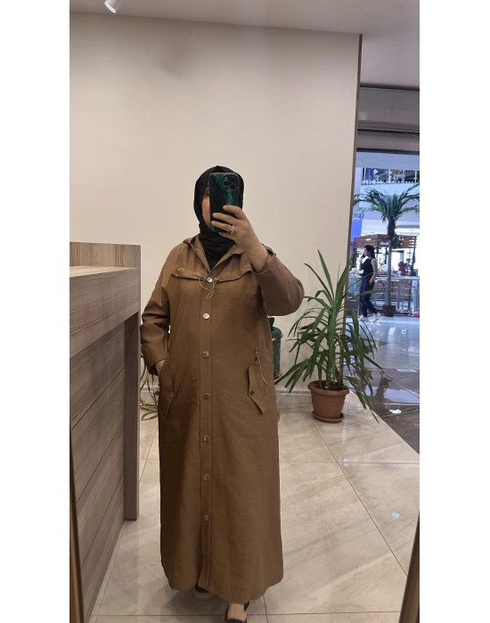 Ceremony 6844 kapüşonlu zig zag dikişli trençkot Kahverengi