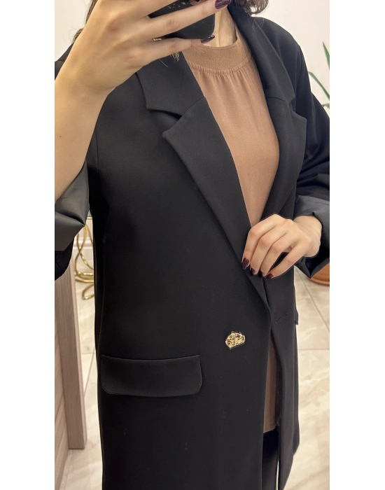 Ceremony 6846 Tek düğmeli Blazer Çelik Ceket Siyah