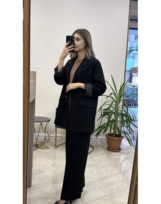 Ceremony 6846 Tek düğmeli Blazer Çelik Ceket Siyah