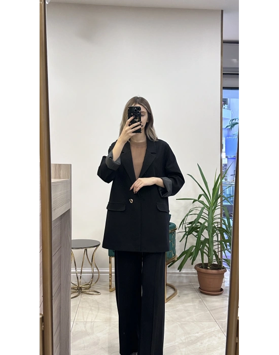 Ceremony 6846 Tek düğmeli Blazer Çelik Ceket Siyah