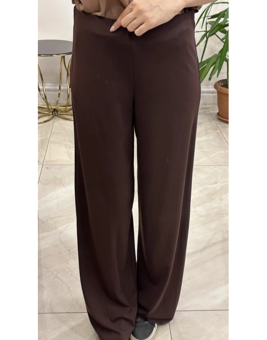 Ceremony 6326 beli lastikli bambu pantolon kahverengi