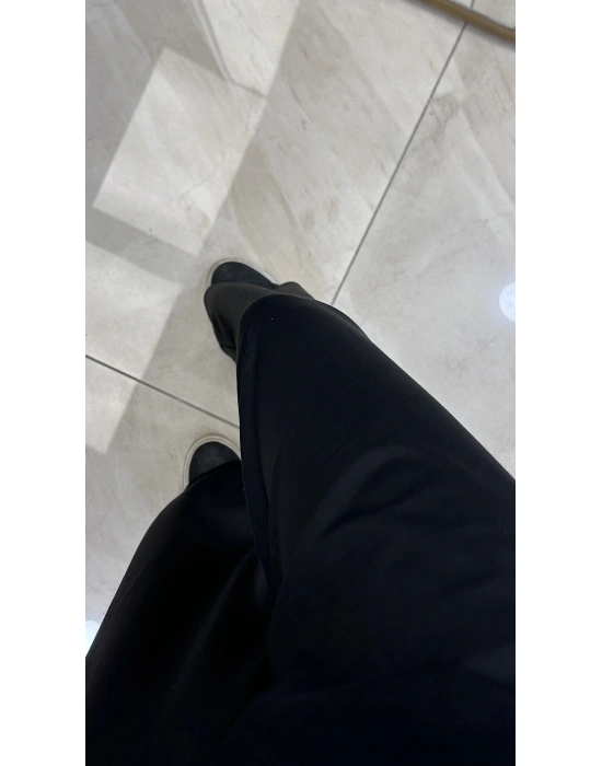 Ceremony 6326 beli lastikli bambu pantolon siyah