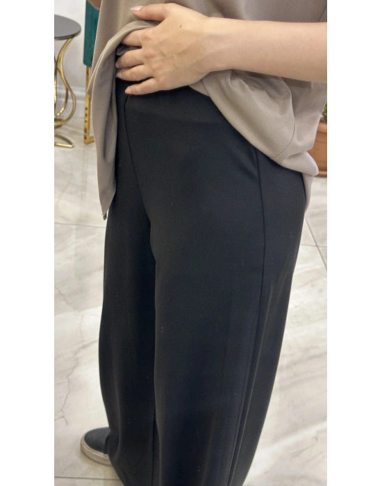 Ceremony 6326 beli lastikli bambu pantolon siyah