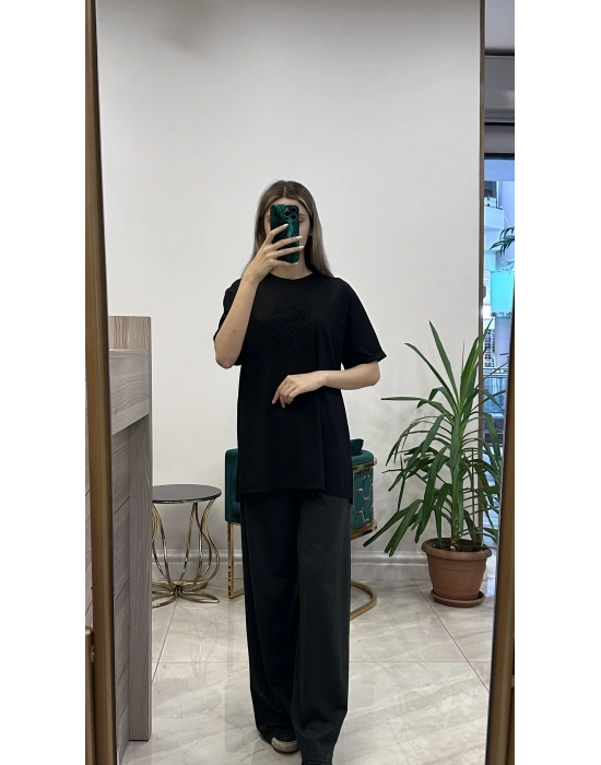 Ceremony 6326 beli lastikli bambu pantolon yeşil