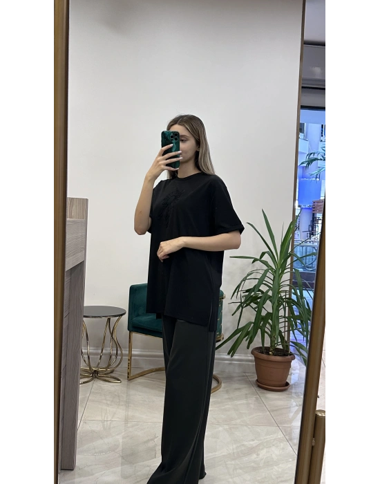 Ceremony 6326 beli lastikli bambu pantolon yeşil