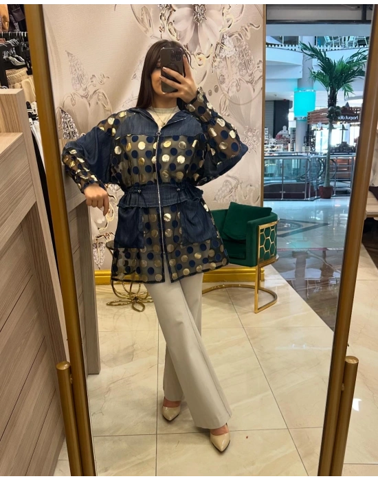 Ghisa 5KGSCKT3889 Lacivert Puantiyeli Ceket