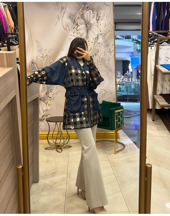 Ghisa 5KGSCKT3889 Lacivert Puantiyeli Ceket