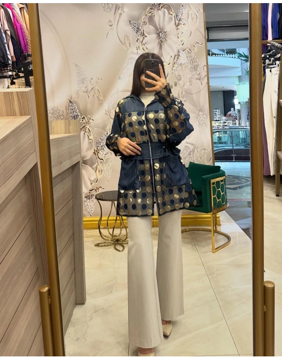 Ghisa 5KGSCKT3889 Lacivert Puantiyeli Ceket