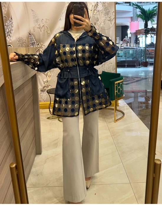 Ghisa 5KGSCKT3889 Lacivert Puantiyeli Ceket