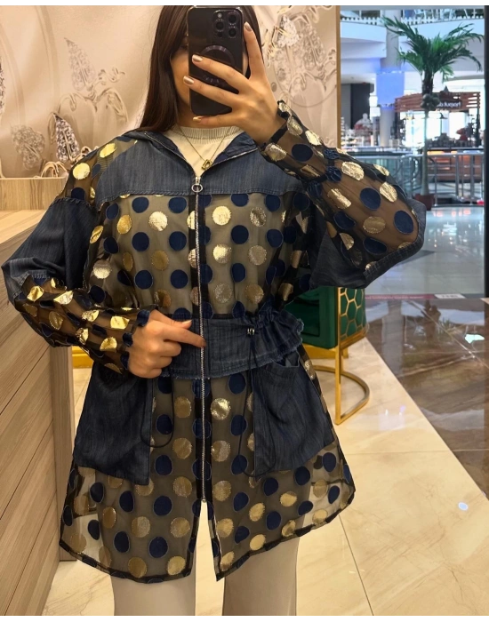 Ghisa 5KGSCKT3889 Lacivert Puantiyeli Ceket