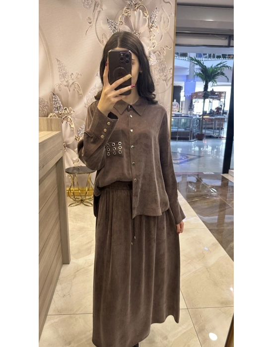 Ghisa 5KGSTKM4694 Kahve İpek Etekli Takım